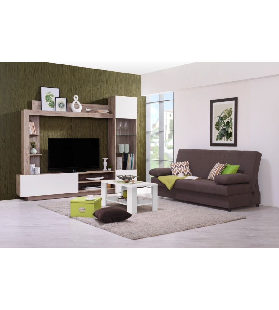 Mobile tv "torino" rovere e bianco, 204x35x174,5 cm